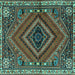 Square Persian Turquoise Traditional Rug, tr2319turq