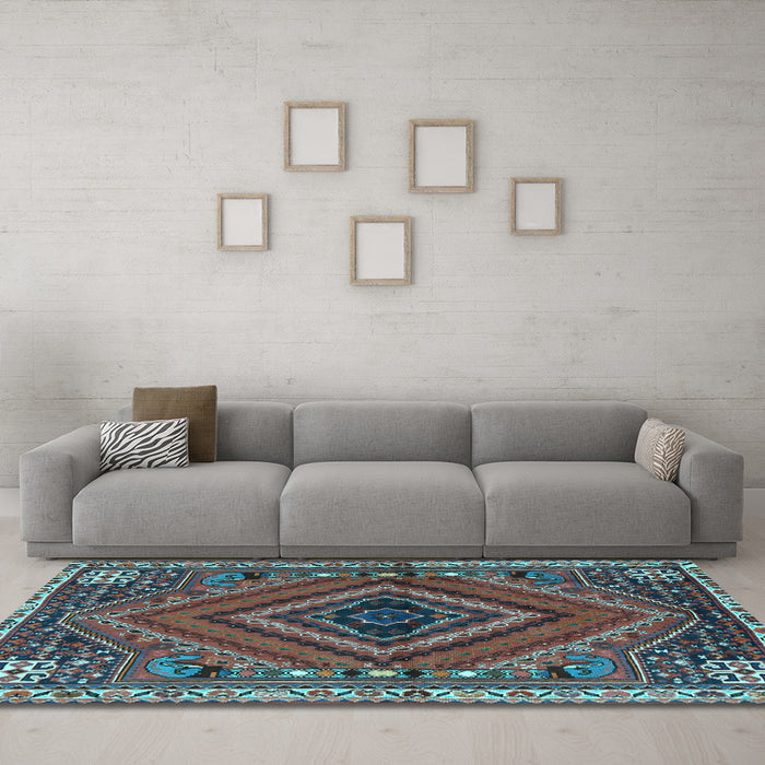 Machine Washable Persian Light Blue Traditional Rug in a Living Room, wshtr2319lblu