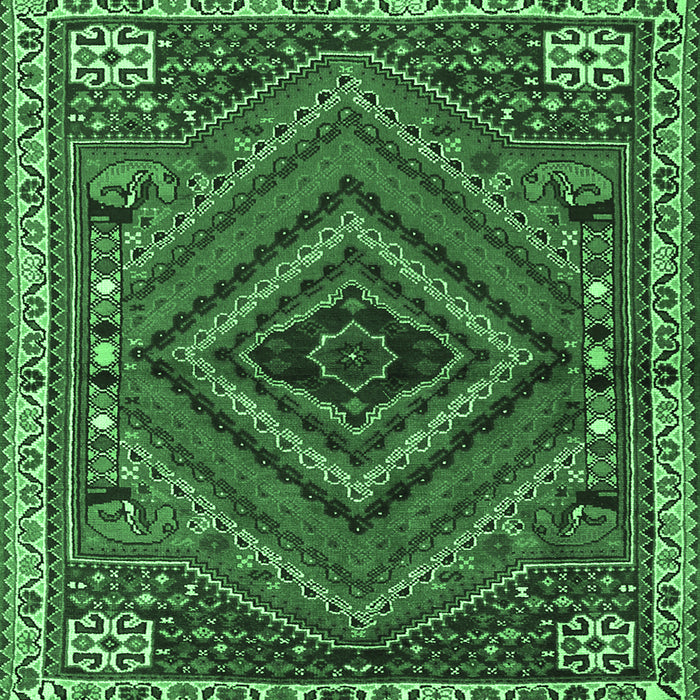 Square Machine Washable Persian Emerald Green Traditional Area Rugs, wshtr2319emgrn