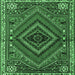 Square Machine Washable Persian Emerald Green Traditional Area Rugs, wshtr2319emgrn