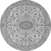 Machine Washable Medallion Gray Traditional Rug, wshtr231gry