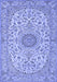 Machine Washable Medallion Blue Traditional Rug, wshtr231blu