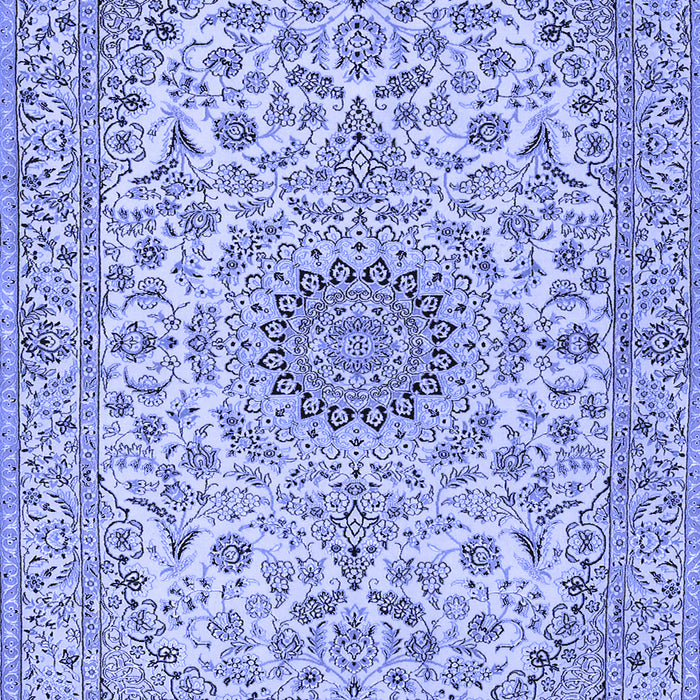 Machine Washable Medallion Blue Traditional Rug, wshtr231blu