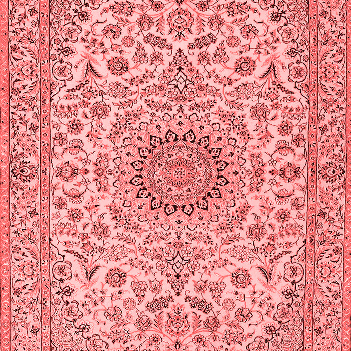 Machine Washable Medallion Red Traditional Rug, wshtr231red