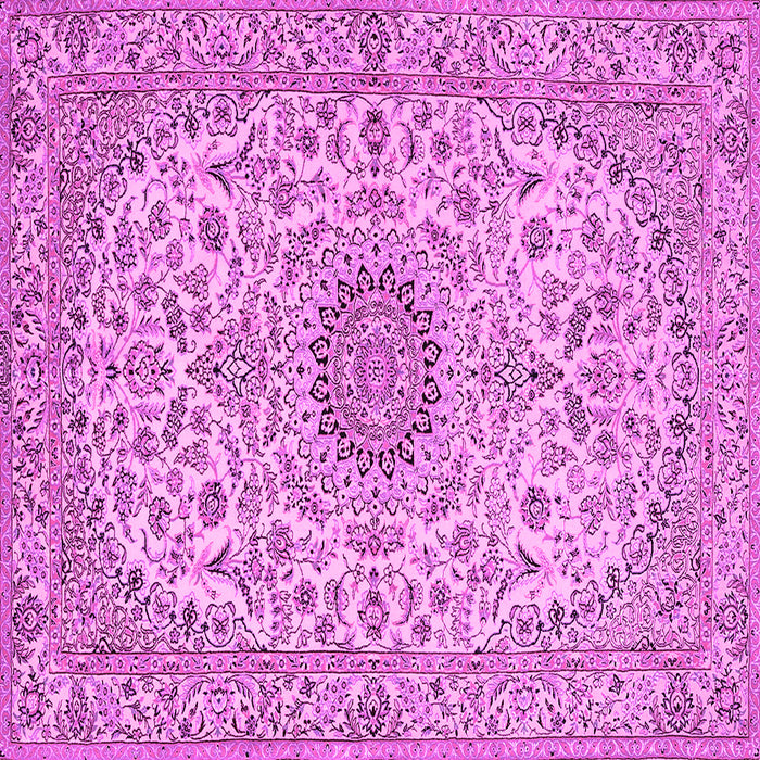 Square Machine Washable Medallion Pink Traditional Rug, wshtr231pnk