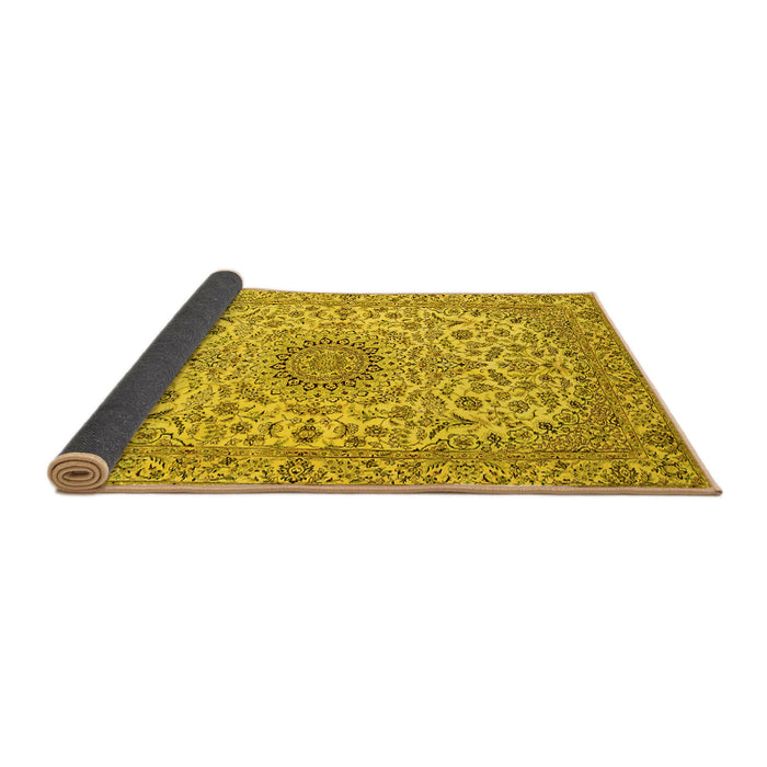 Sideview of Medallion Yellow Traditional Rug, tr231yw