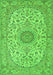 Serging Thickness of Machine Washable Medallion Green Traditional Area Rugs, wshtr231grn