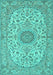 Machine Washable Medallion Turquoise Traditional Area Rugs, wshtr231turq