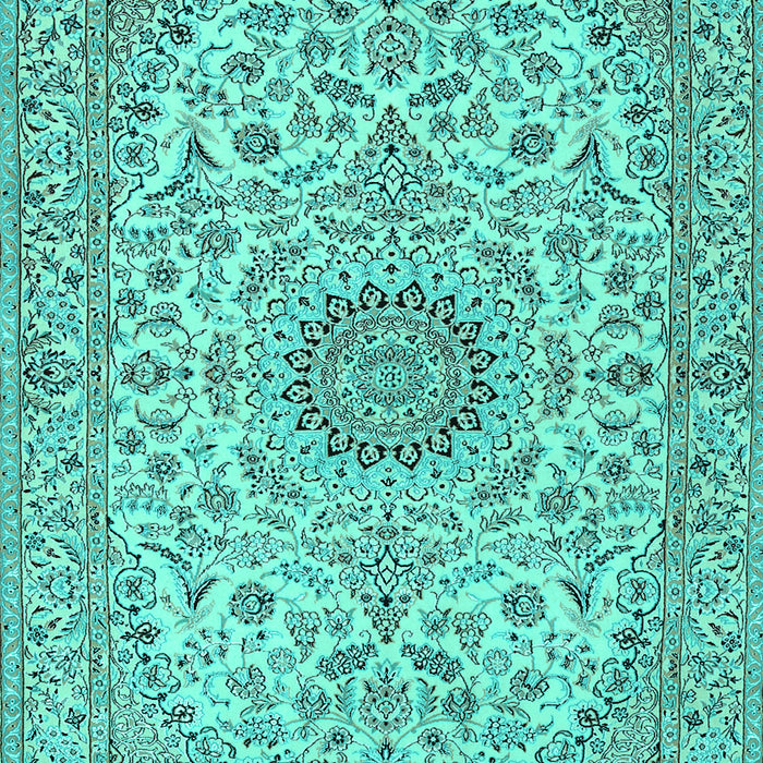 Machine Washable Medallion Turquoise Traditional Area Rugs, wshtr231turq