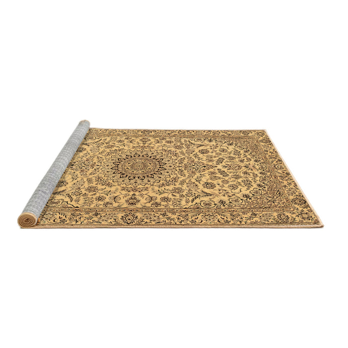 Sideview of Machine Washable Medallion Brown Traditional Rug, wshtr231brn