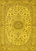 Machine Washable Medallion Yellow Traditional Rug, wshtr231yw