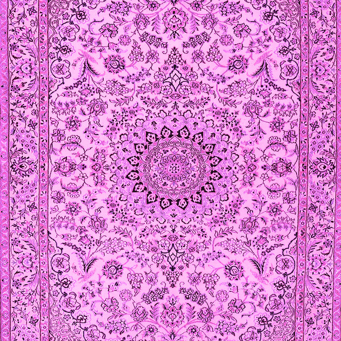 Machine Washable Medallion Pink Traditional Rug, wshtr231pnk