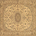 Square Machine Washable Medallion Brown Traditional Rug, wshtr231brn