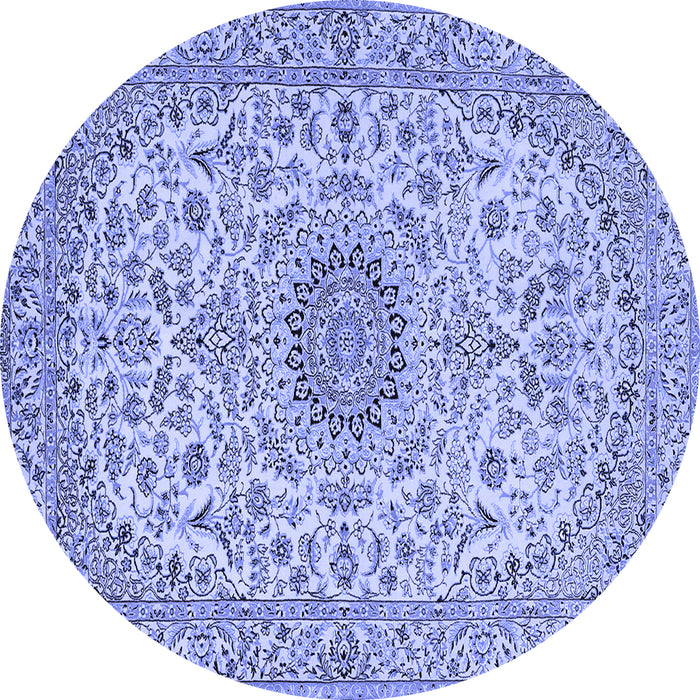 Round Medallion Blue Traditional Rug, tr231blu