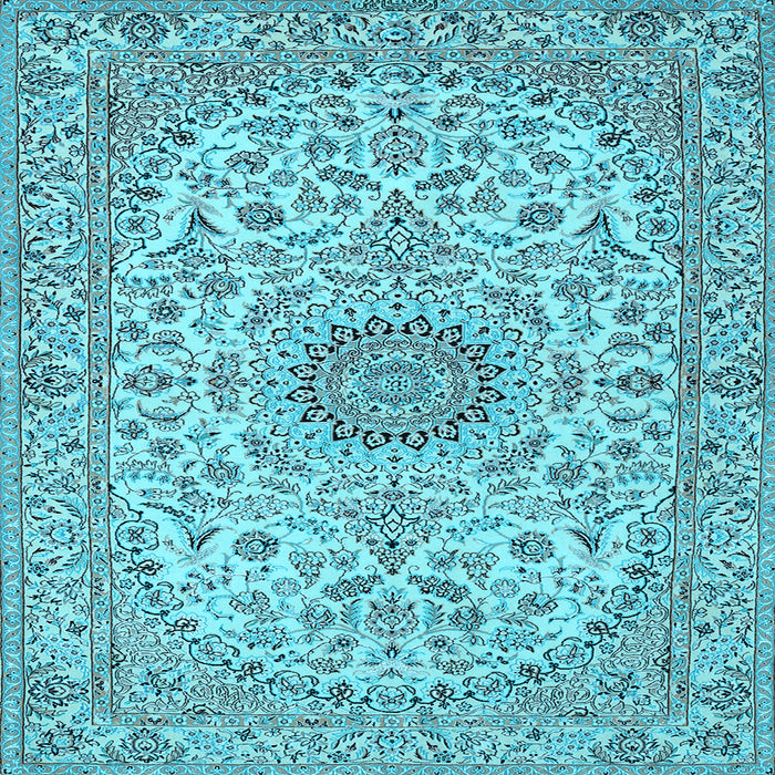 Square Medallion Light Blue Traditional Rug, tr231lblu