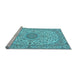 Sideview of Machine Washable Medallion Light Blue Traditional Rug, wshtr231lblu