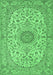 Machine Washable Medallion Emerald Green Traditional Area Rugs, wshtr231emgrn