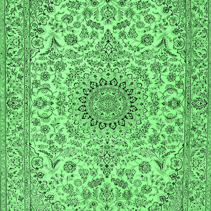 Machine Washable Medallion Emerald Green Traditional Area Rugs, wshtr231emgrn