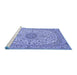 Sideview of Machine Washable Medallion Blue Traditional Rug, wshtr231blu