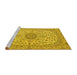 Sideview of Machine Washable Medallion Yellow Traditional Rug, wshtr231yw