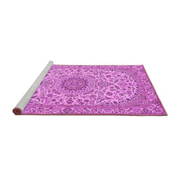 Sideview of Machine Washable Medallion Pink Traditional Rug, wshtr231pnk