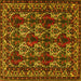 Square Machine Washable Persian Yellow Traditional Rug, wshtr2320yw