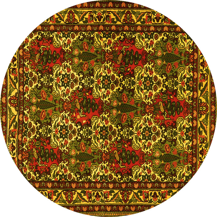 Round Persian Yellow Traditional Rug, tr2320yw