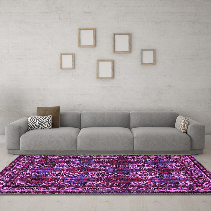Machine Washable Persian Purple Traditional Area Rugs in a Living Room, wshtr2320pur