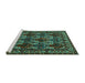 Sideview of Machine Washable Persian Turquoise Traditional Area Rugs, wshtr2320turq