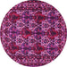 Round Machine Washable Persian Pink Traditional Rug, wshtr2320pnk