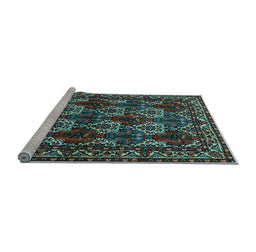 Sideview of Machine Washable Persian Light Blue Traditional Rug, wshtr2320lblu