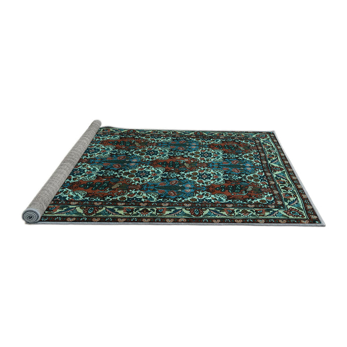 Sideview of Machine Washable Persian Light Blue Traditional Rug, wshtr2320lblu