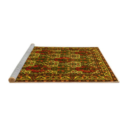 Sideview of Machine Washable Persian Yellow Traditional Rug, wshtr2320yw