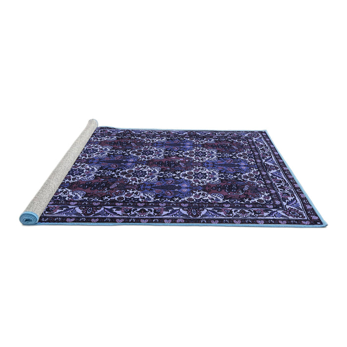 Sideview of Machine Washable Persian Blue Traditional Rug, wshtr2320blu