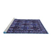 Sideview of Machine Washable Persian Blue Traditional Rug, wshtr2320blu