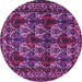 Round Machine Washable Persian Purple Traditional Area Rugs, wshtr2320pur