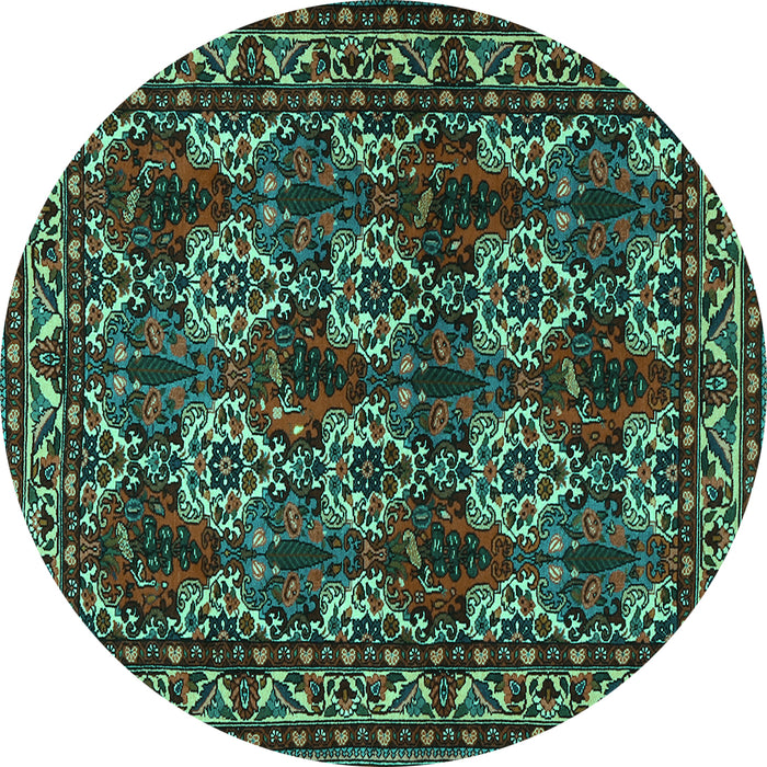 Round Persian Turquoise Traditional Rug, tr2320turq