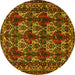 Round Machine Washable Persian Yellow Traditional Rug, wshtr2320yw