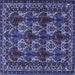 Square Machine Washable Persian Blue Traditional Rug, wshtr2320blu