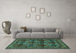 Machine Washable Persian Turquoise Traditional Area Rugs in a Living Room,, wshtr2320turq