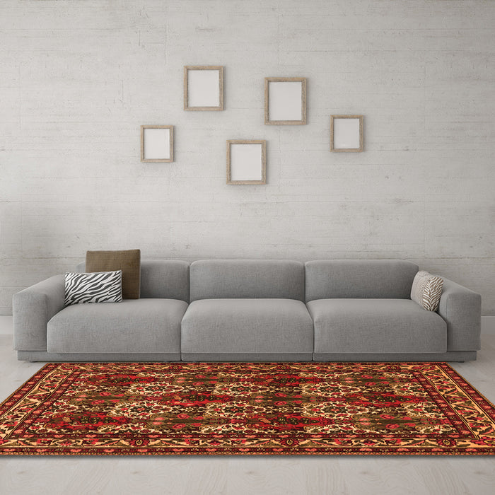 Machine Washable Persian Orange Traditional Area Rugs in a Living Room, wshtr2320org