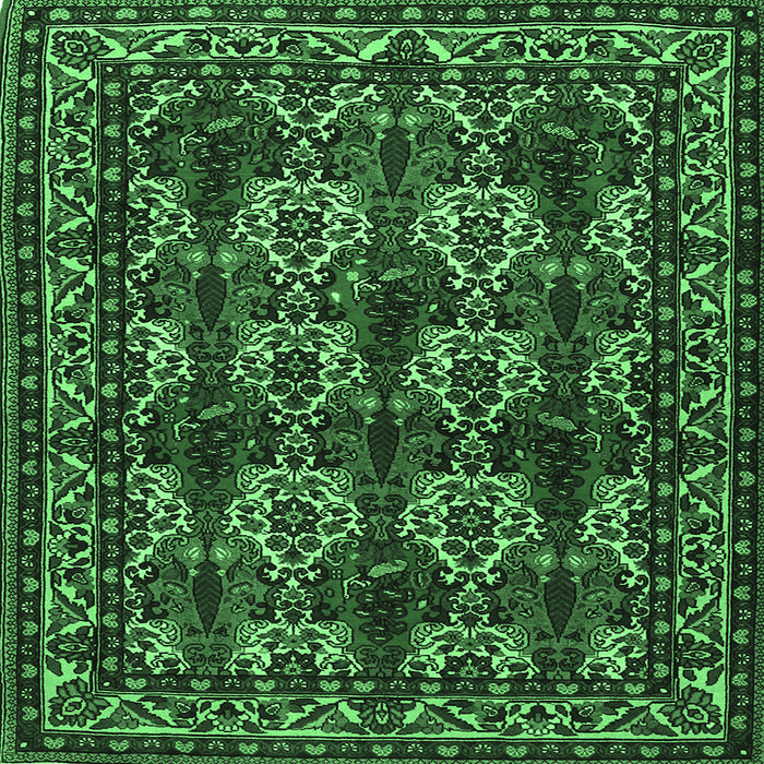 Square Machine Washable Persian Emerald Green Traditional Area Rugs, wshtr2320emgrn