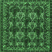 Square Machine Washable Persian Emerald Green Traditional Area Rugs, wshtr2320emgrn