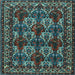 Square Machine Washable Persian Light Blue Traditional Rug, wshtr2320lblu