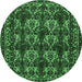 Round Machine Washable Persian Emerald Green Traditional Area Rugs, wshtr2320emgrn