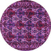 Round Persian Purple Traditional Rug, tr2320pur