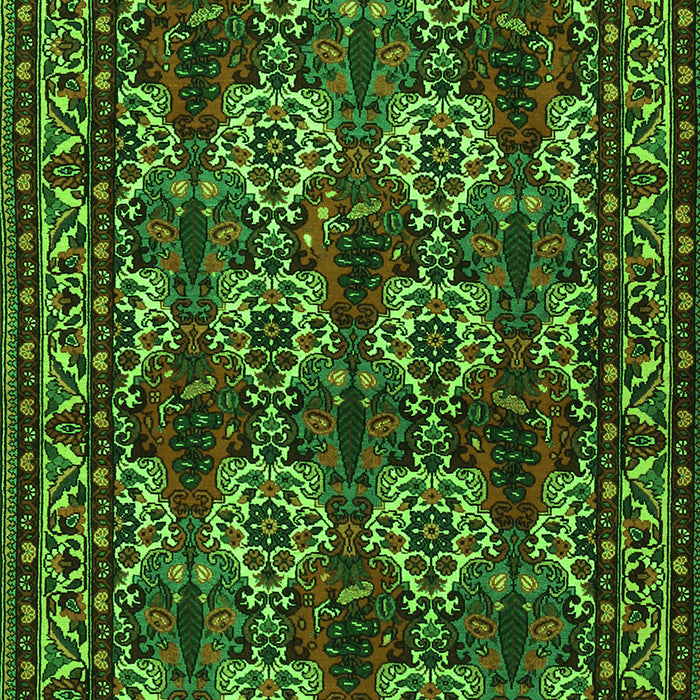 Serging Thickness of Machine Washable Persian Green Traditional Area Rugs, wshtr2320grn