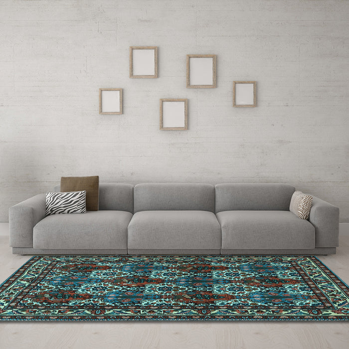 Machine Washable Persian Light Blue Traditional Rug in a Living Room, wshtr2320lblu