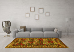 Machine Washable Persian Yellow Traditional Rug in a Living Room, wshtr2320yw