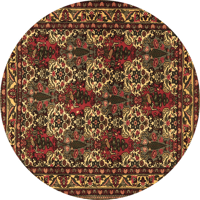 Round Machine Washable Persian Brown Traditional Rug, wshtr2320brn